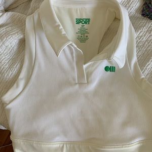 Solid and Striped crop tennis top